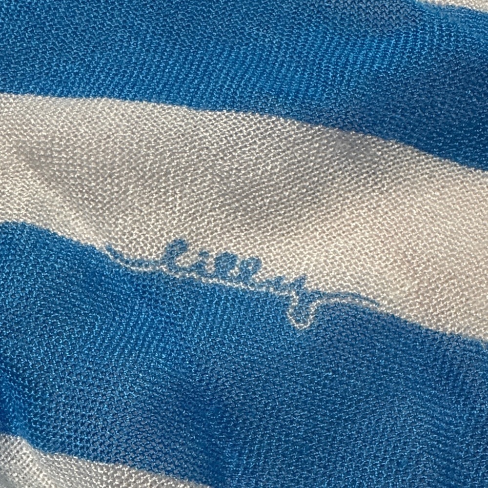 Lilly Pulitzer Blue and White Striped Scarf - Picture 3 of 5